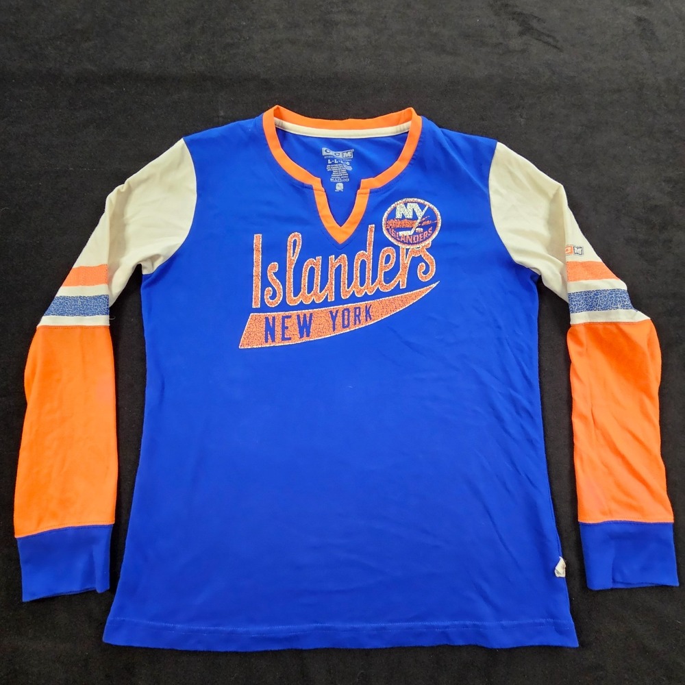 NY Islanders CCM NHL Blue Long Sleeve Cotton Blend T-Shirt Women's L